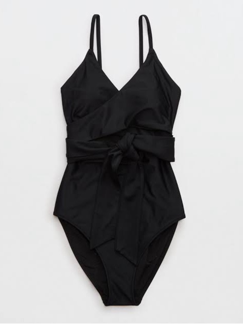 Aerie Large Long Wrap One Piece Black Swimsuit